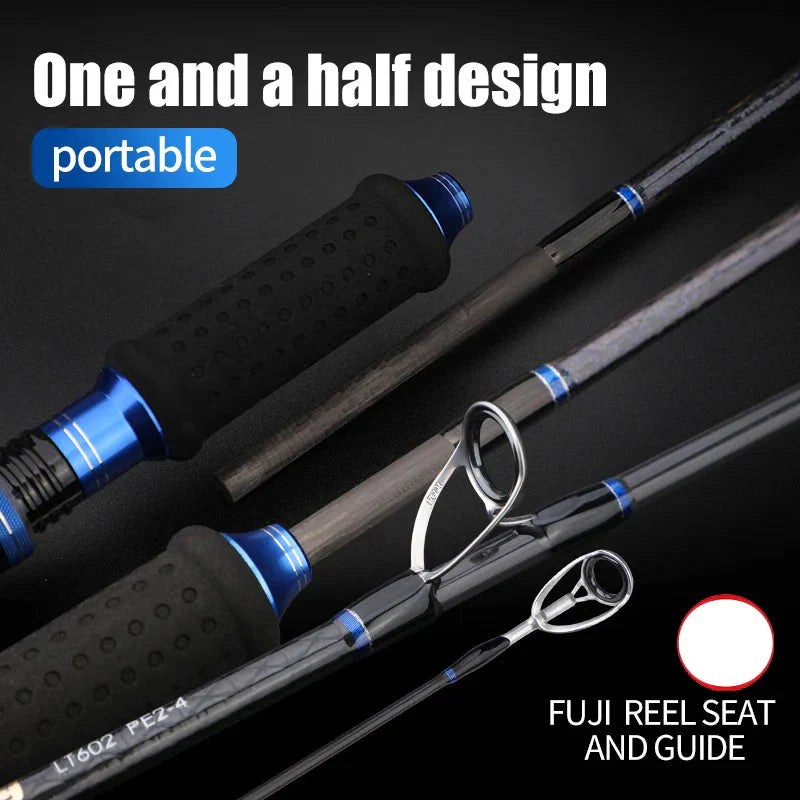1.8M 2-Section Fast Jigging Rod Carbon Fiber Saltwater Rod Black-1