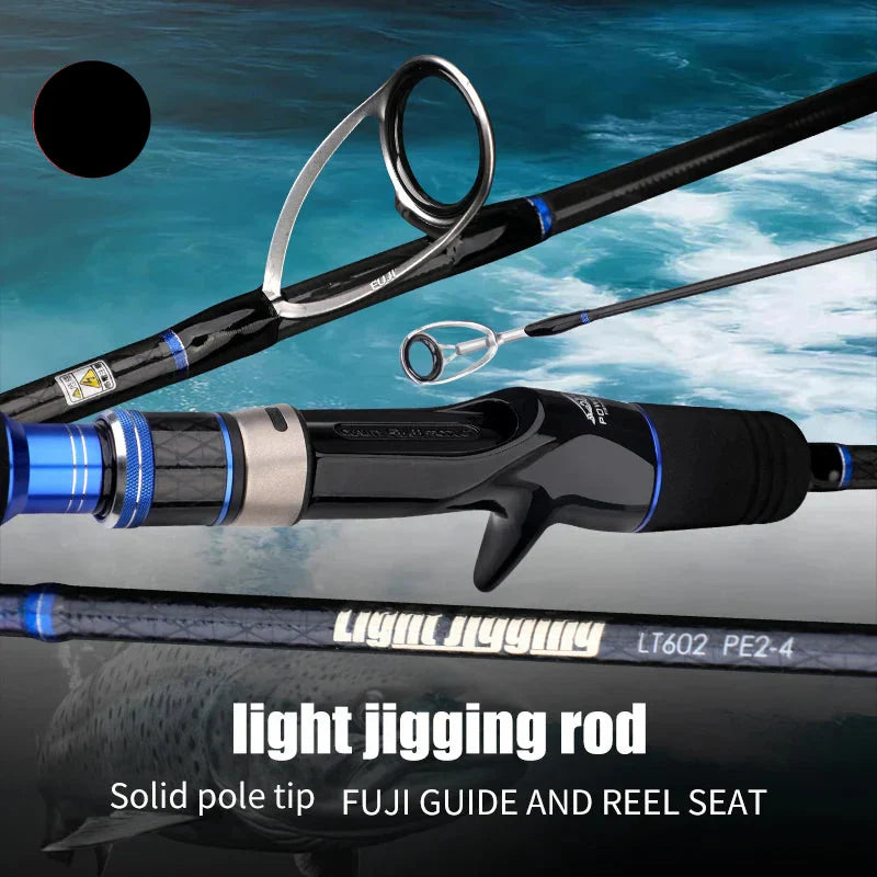 1.8M 2-Section Fast Jigging Rod Carbon Fiber Saltwater Rod Black-3